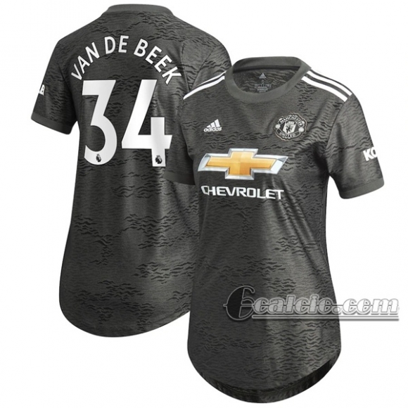 6Calcio: Seconda Maglia Calcio Manchester United Van De Beek #34 Donna 2020-2021