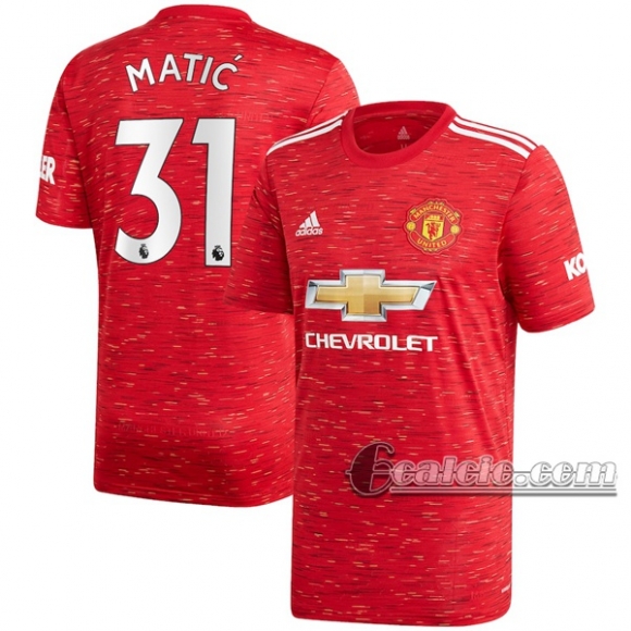 6Calcio: Prima Maglia Manchester United Nemanja Matic #31 Uomo 2020-2021