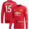 6Calcio: Prima Maglia Manchester United Andreas Pereira #15 Manica Lunga Uomo 2020-2021