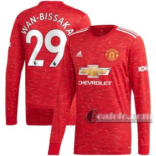 6Calcio: Prima Maglia Manchester United Aaron Wan-Bissaka #29 Manica Lunga Uomo 2020-2021