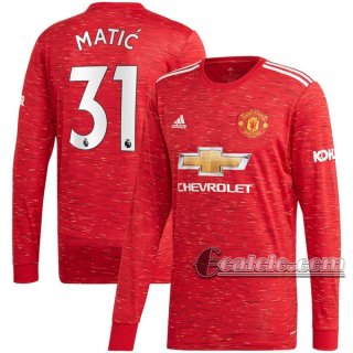 6Calcio: Prima Maglia Manchester United Nemanja Matic #31 Manica Lunga Uomo 2020-2021