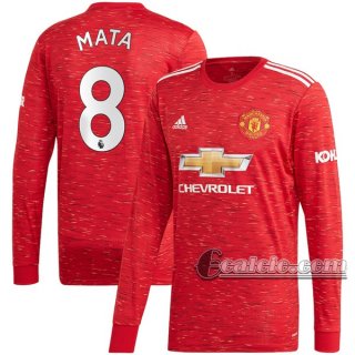 6Calcio: Prima Maglia Manchester United Juan Mata #8 Manica Lunga Uomo 2020-2021