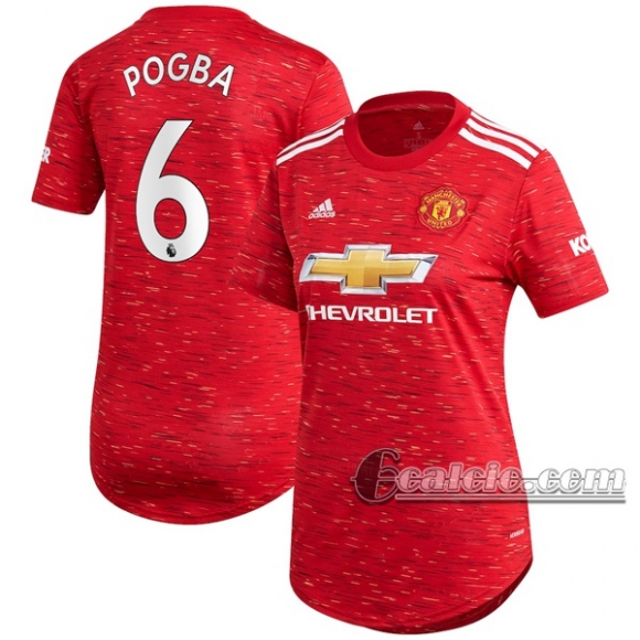 6Calcio: Prima Maglia Calcio Manchester United Paul Pogba #6 Donna 2020-2021