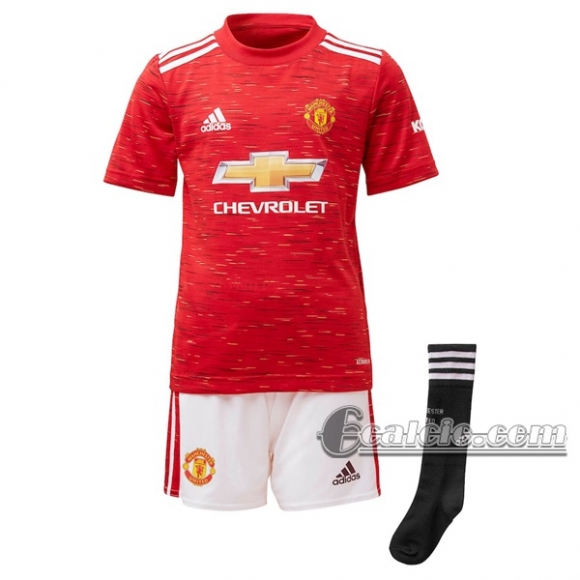 6Calcio: Prima Maglia Calcio Manchester United Bambino 2020-2021