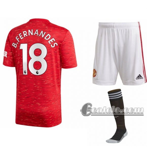 6Calcio: Prima Maglia Calcio Manchester United Bruno Fernandes #18 Bambino 2020-2021