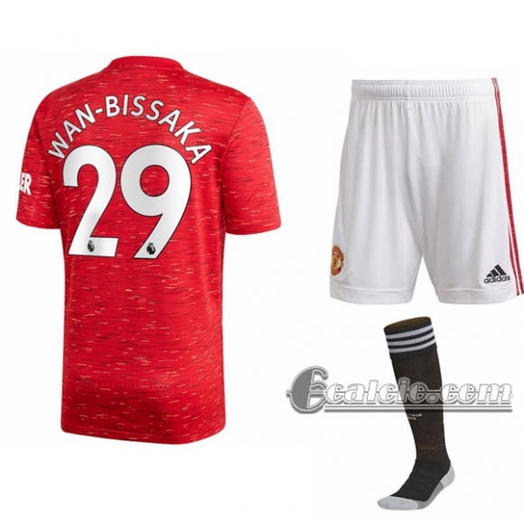 6Calcio: Prima Maglia Calcio Manchester United Aaron Wan-Bissaka #29 Bambino 2020-2021