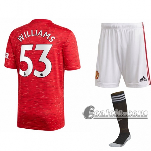 6Calcio: Prima Maglia Calcio Manchester United Brandon Williams #53 Bambino 2020-2021