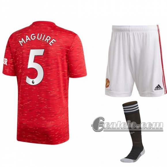 6Calcio: Prima Maglia Calcio Manchester United Harry Maguire #5 Bambino 2020-2021