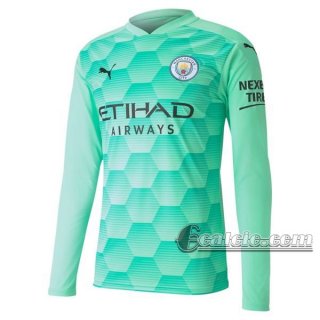 6Calcio: Maglia Portiere Manchester City Manica Lunga Uomo Verde 2020-2021