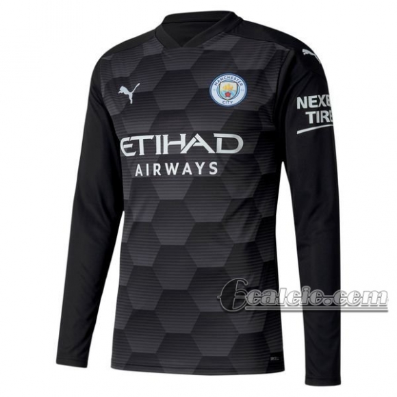 6Calcio: Maglia Portiere Manchester City Manica Lunga Uomo Nera 2020-2021