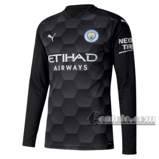 6Calcio: Maglia Calcio Portiere Manchester City Manica Lunga Bambino Nera 2020-2021