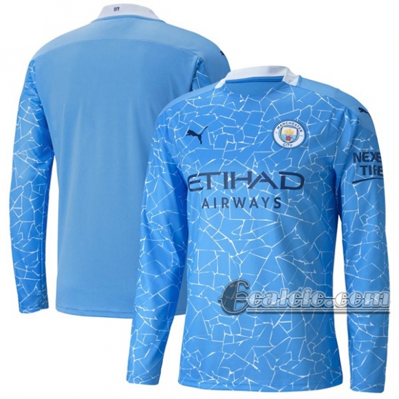 6Calcio: Prima Maglia Manchester City Manica Lunga Uomo 2020-2021