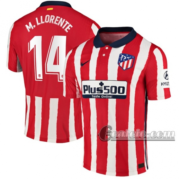 6Calcio: Prima Maglia Atletico Madrid M. Llorente #14 Uomo 2020-2021