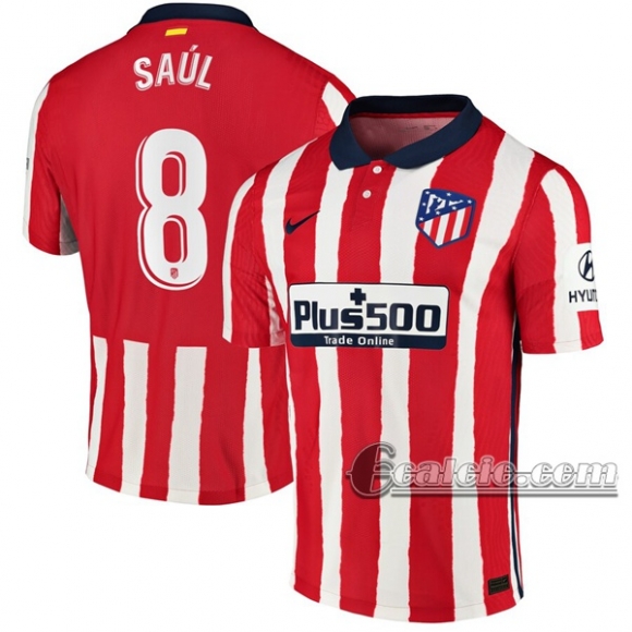 6Calcio: Prima Maglia Atletico Madrid Saúl #8 Uomo 2020-2021