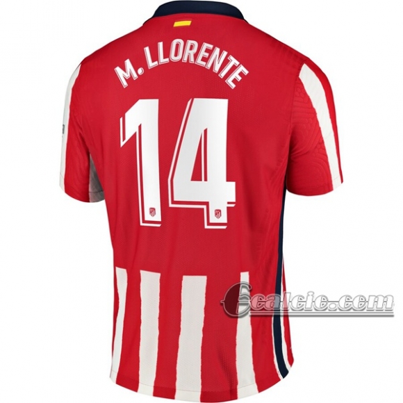 6Calcio: Prima Maglia Calcio Atletico Madrid M. Llorente #14 Donna 2020-2021