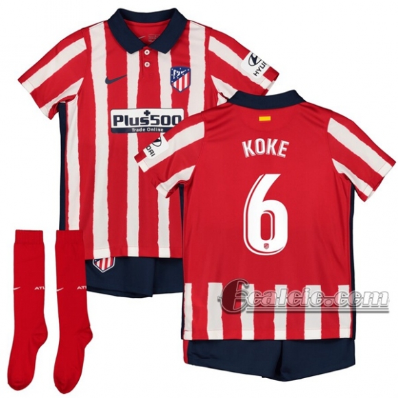 6Calcio: Prima Maglia Calcio Atletico Madrid Koke #6 Bambino 2020-2021