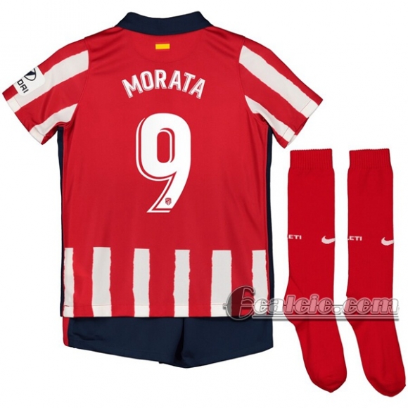 6Calcio: Prima Maglia Calcio Atletico Madrid Morata #9 Bambino 2020-2021