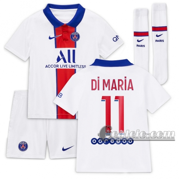 6Calcio: Seconda Maglia Calcio Psg Paris Saint Germain Di María #11 Bambino 2020-2021