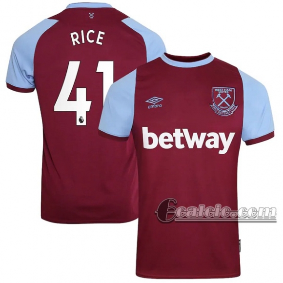 6Calcio: Prima Maglia West Ham United Rice #41 Uomo 2020-2021