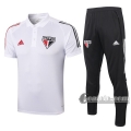 6Calcio: Maglietta Polo Shirts Sao Paulo Fc Manica Corta + Pantaloni Bianca 2020 2021