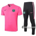 6Calcio: Maglietta Polo Shirts Fc Barcellona Manica Corta + Pantaloni Rosa 2020 2021