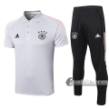 6Calcio: Maglietta Polo Shirts Germania Manica Corta + Pantaloni Grigio Chiaro 2020 2021