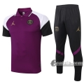 6Calcio: Maglietta Polo Shirts Air Jordan * Psg Paris Manica Corta + Pantaloni Porpora 2020 2021