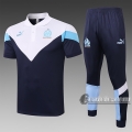 6Calcio: Maglietta Polo Shirts Olympique Marsiglia Manica Corta + Pantaloni Azzurra - Bianca C444# 2020 2021