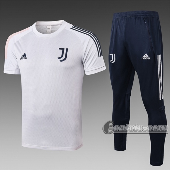 6Calcio: Maglietta Polo Shirts Juventus Turin Manica Corta + Pantaloni Grigio Chiaro C496# 2020 2021