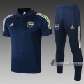 6Calcio: Maglietta Polo Shirts Arsenal Manica Corta + Pantaloni Azzurra Scuro C524 2020 2021