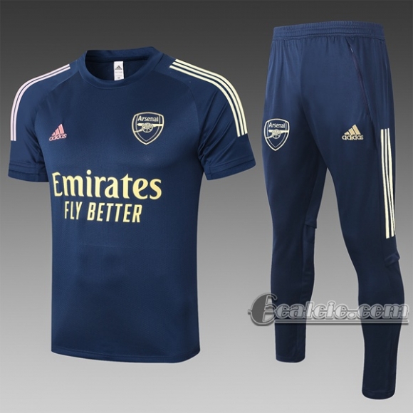 6Calcio: Maglietta Polo Shirts Arsenal Manica Corta + Pantaloni Azzurra Scuro C531 2020 2021