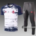 6Calcio: Maglietta Polo Shirts Ac Milan Manica Corta + Pantaloni Bianca C584 2020 2021