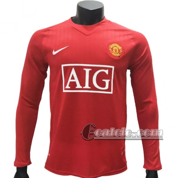 6Calcio: Manchester United Retro Prima Maglia Manica Lunga 2007-2009