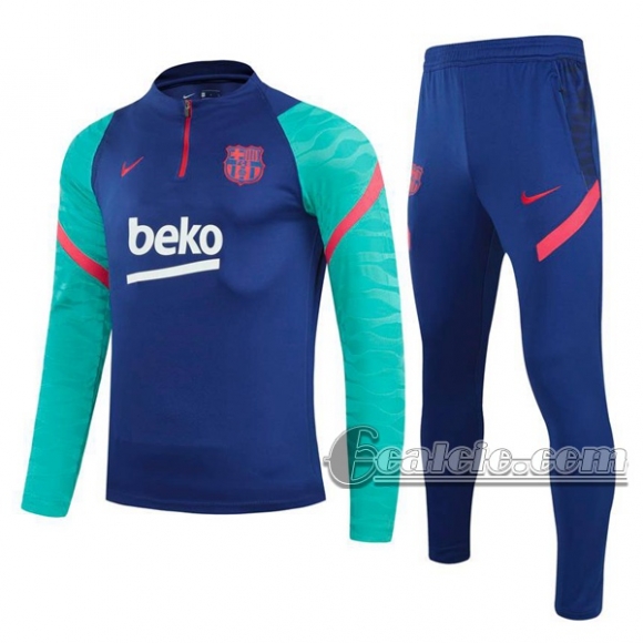 6Calcio: Tuta Nuove Del Barcellona Zip Azzurra Tg02 2021 2022