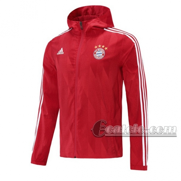 6Calcio: Giacca Antivento Nuova Del Bayern Munchen Full-Zip Rossa Wk02 2021 2022