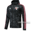 6Calcio: Giacca Antivento Nuova Del San Paulo Fc Full-Zip Nera Wk08 2021 2022