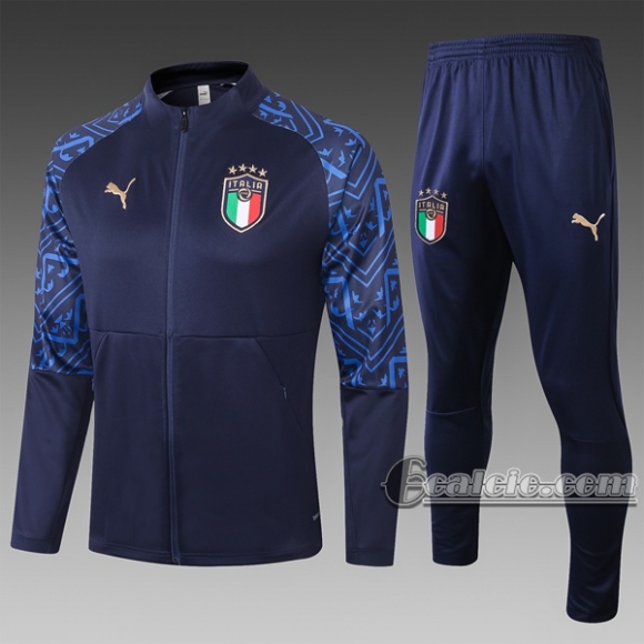 6Calcio: Giacca Tuta Italia Full-Zip Azzurra Marino A315# 2020 2021