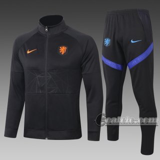 6Calcio: Giacca Tuta Olanda Full-Zip Nera A322# 2020 2021