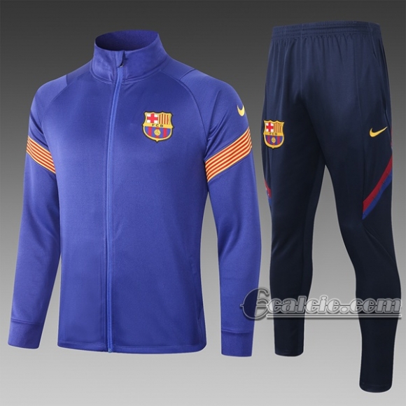 6Calcio: Giacca Tuta Fc Barcellona Full-Zip Azzurra A333# 2020 2021