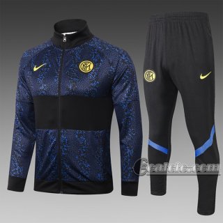 6Calcio: Giacca Tuta Inter Milan Full-Zip Azzurra Marino Nera A340# 2020 2021