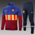 6Calcio: Giacca Tuta Fc Barcellona Collare Alto Full-Zip Azzurra Rossa A341# 2020 2021