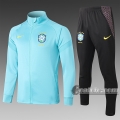 6Calcio: Giacca Tuta Brasile Full-Zip Azzurra A347# 2020 2021