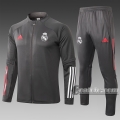 6Calcio: Giacca Tuta Real Madrid Full-Zip Grigio Scuro A353# 2020 2021