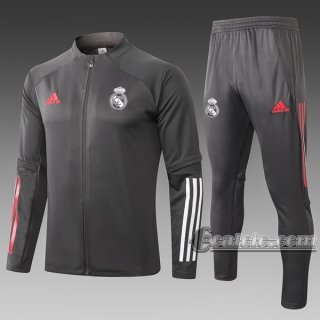 6Calcio: Giacca Tuta Real Madrid Full-Zip Grigio Scuro A353# 2020 2021