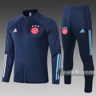 6Calcio: Giacca Tuta Ajax Amsterdam Full-Zip Azzurra Scuro A356 2020 2021