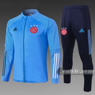 6Calcio: Giacca Tuta Ajax Amsterdam Full-Zip Azzurra Marino A360 2020 2021