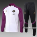 6Calcio: Giacca Tuta Air Jordan-Paris Psg Full-Zip Bianca Porpora A363 2020 2021