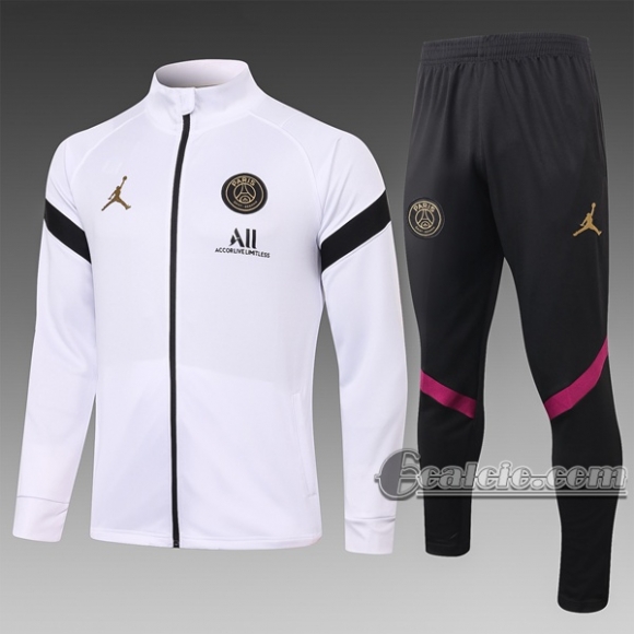 6Calcio: Giacca Tuta Air Jordan-Paris Psg Full-Zip Bianca - Nera A366 2020 2021