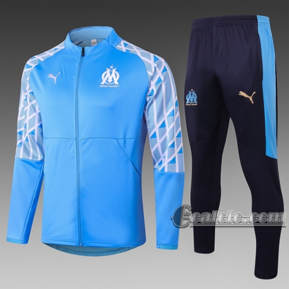 6Calcio: Giacca Tuta Olympique Marsiglia (Om) Full-Zip Azzurro A368 2020 2021