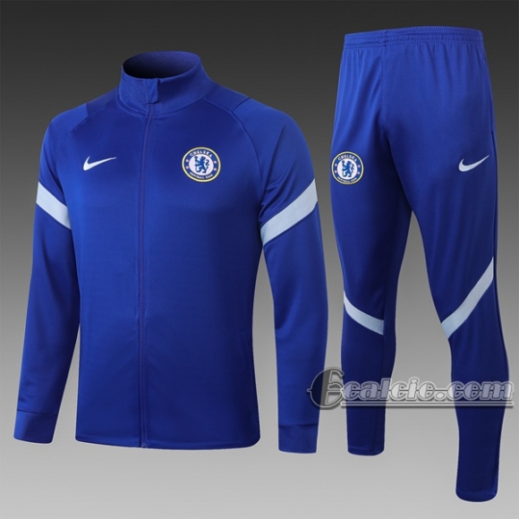 6Calcio: Giacca Tuta Fc Chelsea Full-Zip Azzurra Scuro A371 2020 2021